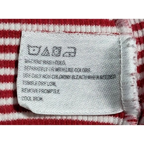 Faded Glory Y2K Baby Tee Crop Top Red & White Striped Navy Trim Sz L Retro - Picture 4 of 10